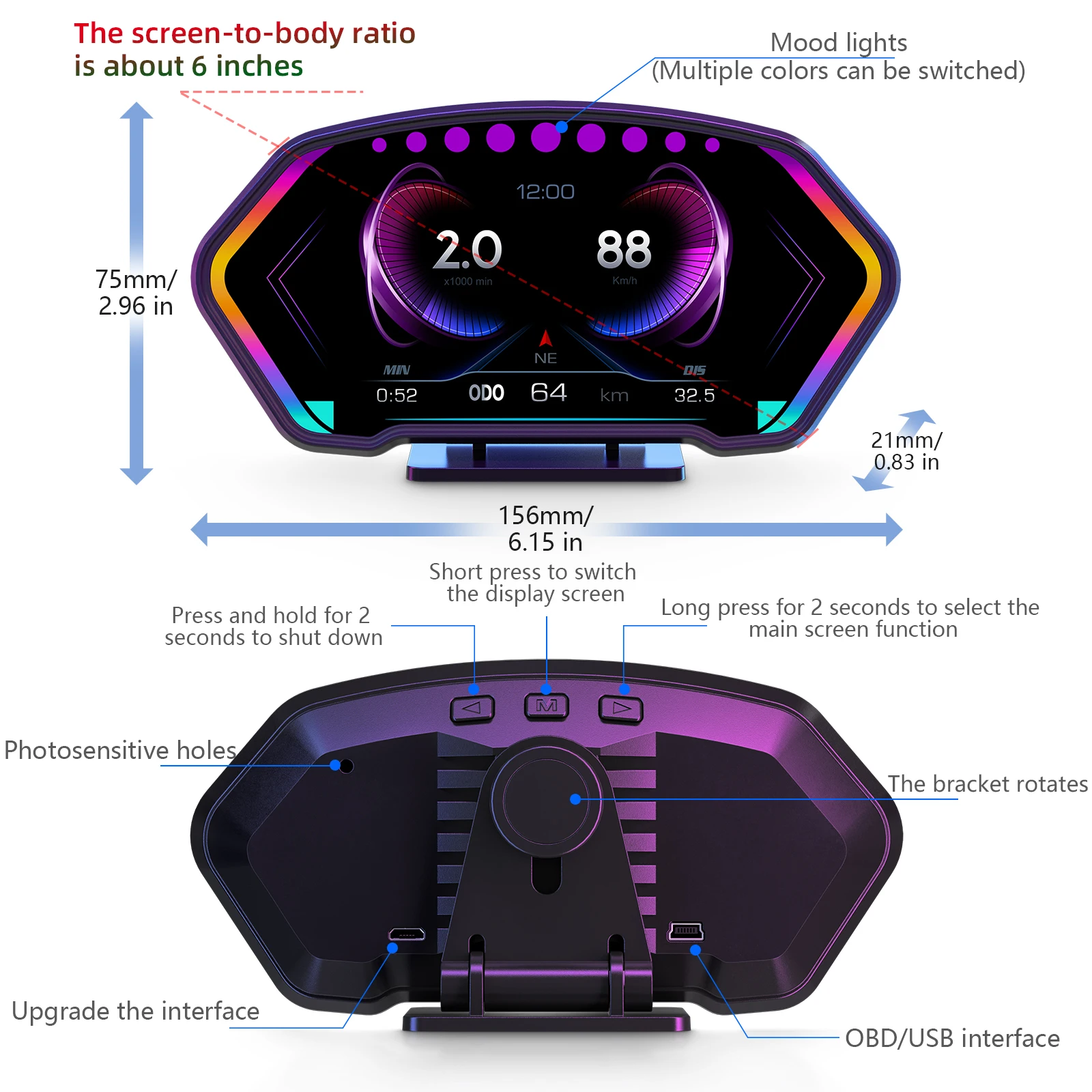 New Universal Smart Gauge 6Inc - Smart Accessories ulasan dan harga
