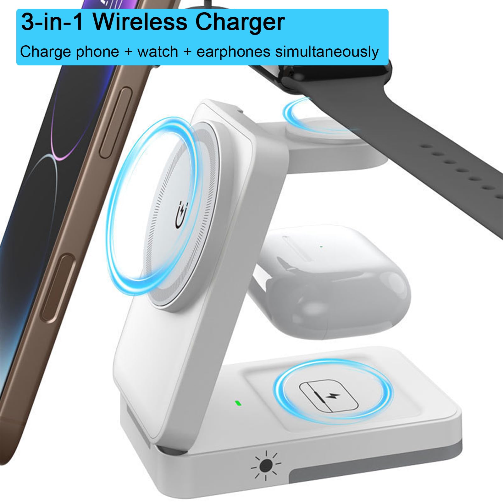 3-in-1 Foldable Wireless Charg - Smartwatch Ac ulasan dan harga