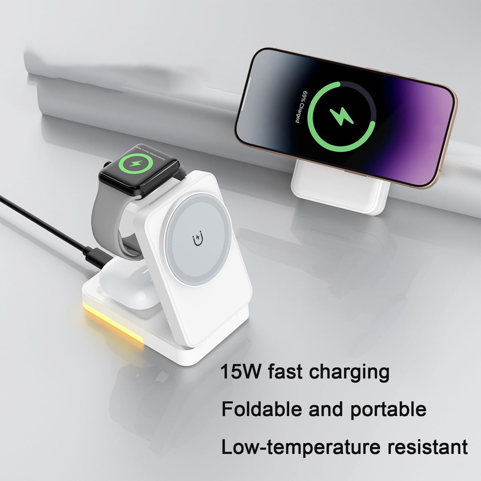 3-in-1 Foldable Wireless Charg - Smartwatch Ac ulasan dan harga