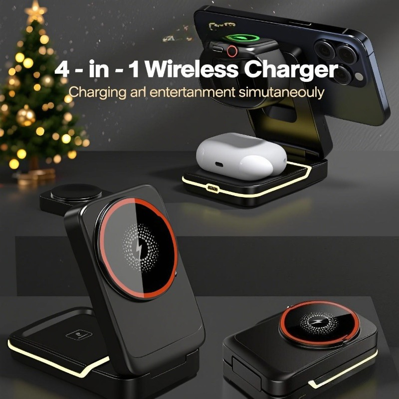 3 in 1 Magnetic Foldable Trave - Wireless Charger Watch ulasan dan harga