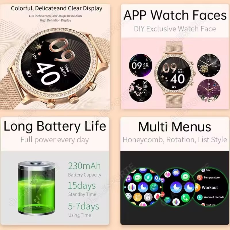 Elegant Ladies' Smartwatch Blu - Smartwatch X12 ulasan dan harga